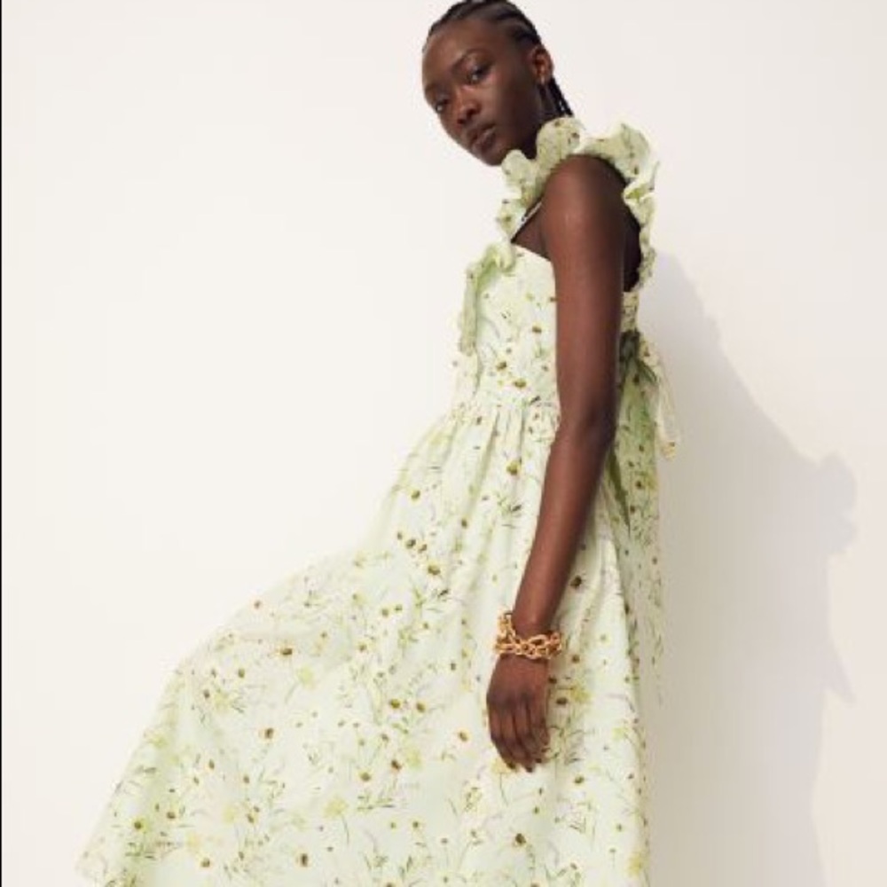 H&M Ruffle shoulder Tie Back Wildflower dress